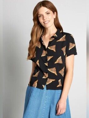 NWT Dangerfield Button up to with Rainbow sprinkled Toasts print